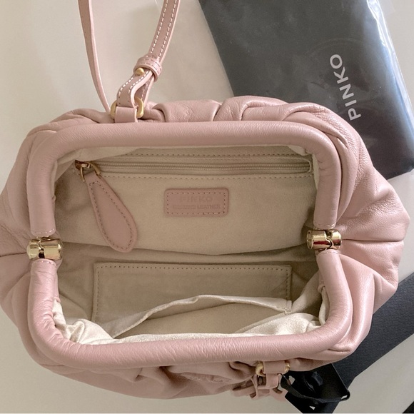 Pinko Rare Blush Clutch Removable Chain Strap w/ box & dust bag $395 - Picture 7 of 9